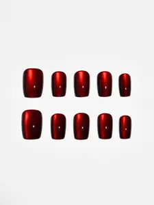 Aura Nails Crimson Eclipse Squoval Press-On Nails - 10 Pc Set