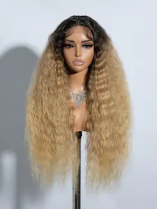 Women's 30inch Long Coily Lace Front Synthetic Wigs, Synthetic Fiber Wig, Striking Hairstyles Ideas, Natural Fluffy Hair Wigs without Bangs, Fashion Wigs for Daily, Cosplay, Costume Party