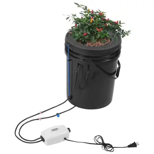 VEVOR DWC Hydroponics Grow System, Hydroponic Growing System with Top Drip Kit, 5-Gallon Deep Water Culture with Air Pump, Air Stone and Water Level Device for Leafy Vegetables(1 Bucket+Top Drip Kit)