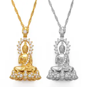 Cultural Garden Buddha Necklace • Cambodian Style Pendant with Cubic Zirconia, A Meaningful & Exotic Jewelry Piece