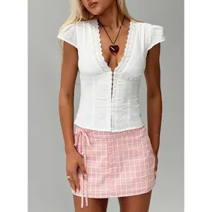 Speechless Lace Trim Top White