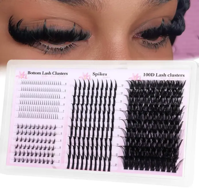 Wispy Lash Clusters with Spikes Volume Eyelash Clusters with 2 Styles Bottom Lashes 100D Mink Cluster Eyelash Extensions 380PCS Spiky Individual Lashes with Bottom Lash Clusters by Boahankuke