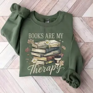 Books Are My Therapy Cozy Sweatshirt Floral Book Lover, book lover Gift sweatshirt