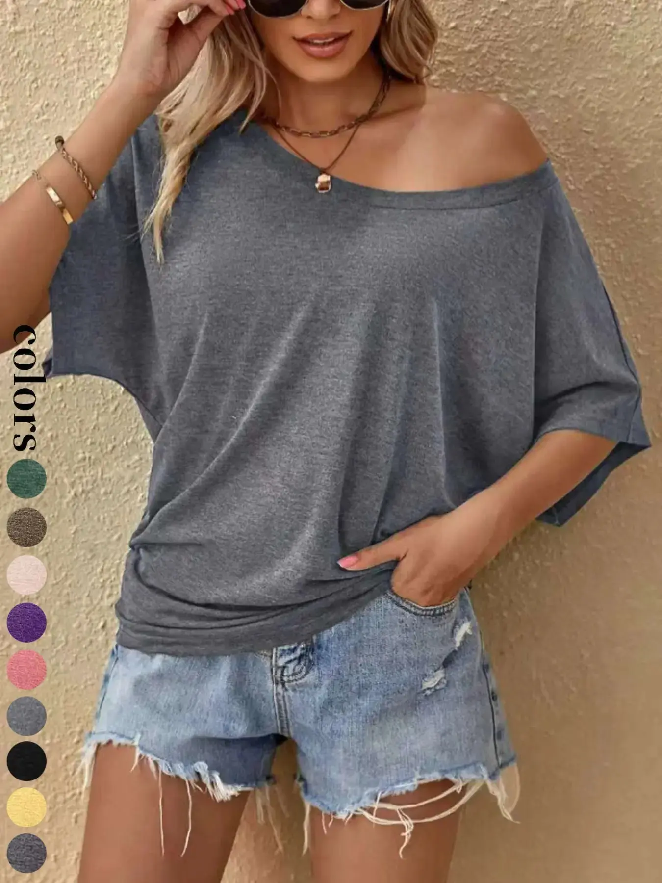 2026 Women's Casual Loose-Fitting Short Sleeve T-Shirt, Plain Round Neck Design, Comfortable Everyday Wear for All Seasons