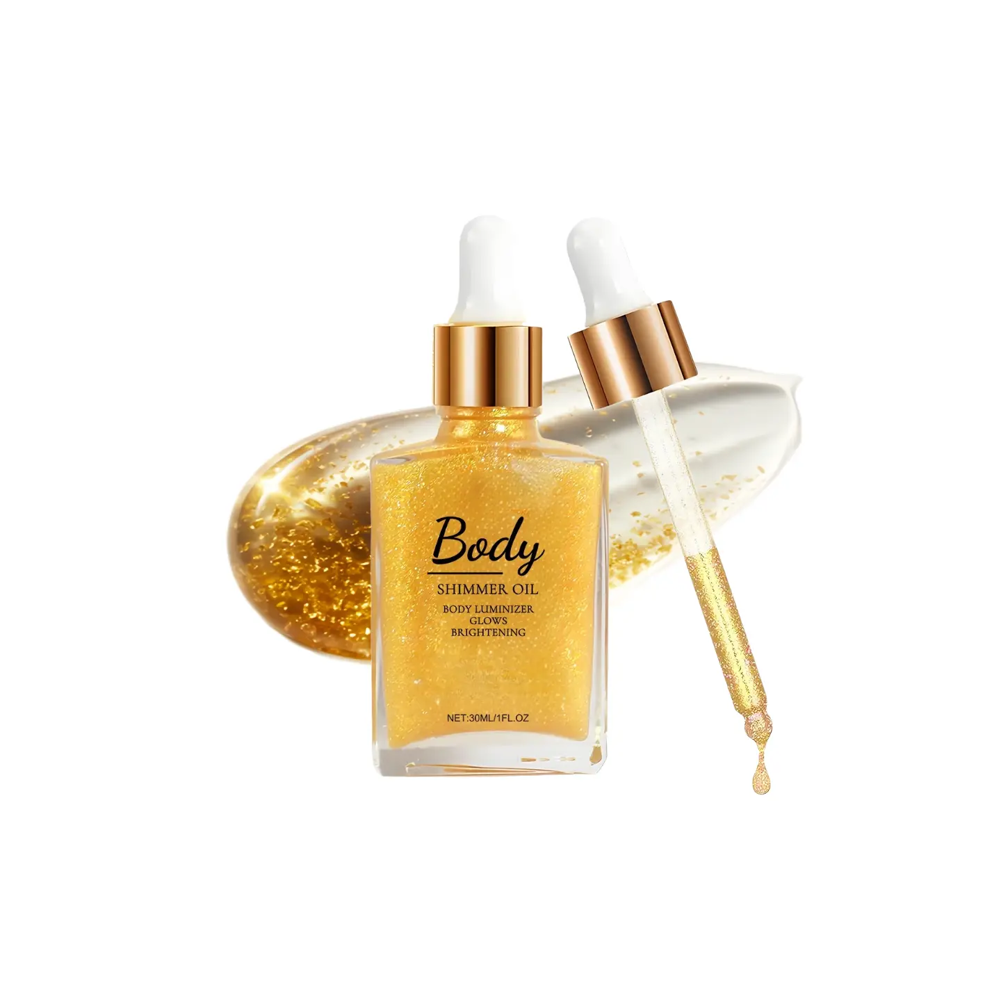 Body Glitter Drops, Hydrating Shimmer for Face Glow | Hydrating Rose Gold Body Glitter with Glycerin Delivers An Instant Dewy Glow. Lightweight, Non-Sticky Shimmer for Gifts