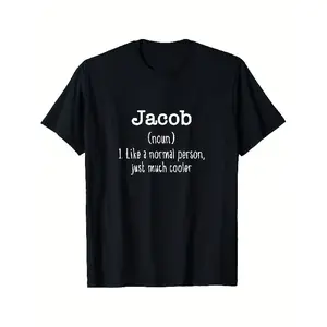 Funny Jacob Definition Name T-Shirt for Men & Women - 100% Casual Round Neck Tee with Humorous Jacob Character Graphic, All-Season Comfort Fit, Machine Washable Casual Attire & Funny Gift Idea for Jacob Lovers ( with Print)