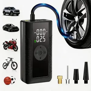 Electric Tire Inflator Pump, Rechargeable Digital Bike Pump, Suitable for Cars and Balls, Includes Accessories and Manual