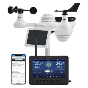 VEVOR 7-in-1 Wireless Weather Station with Wi-Fi,  , 7" TFT Colorful Display, Solar-Powered Outdoor Sensor, Indoor & Outdoor Monitoring, Includes Temperature, Humidity, Wind Speed/Direction, and Rainfall