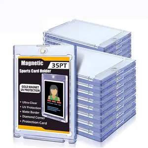 50 Pack UV Protection Magnetic Card Holders, 35pt One-Touch Design for Trading Sports Cards