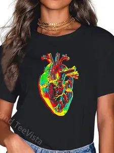 100% Cotton Unisex Anatomical Heart medical doctor Heart anatomy T-Shirt Casual Graphic Printed Vintage Tshirt