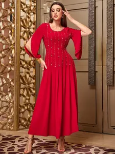 Women's Muslim Casual Dress, Handmade Embroidery Design, Long Sleeve Loose Fit, Perfect for Daily Wear & Special Occasions, Muslim Women Gowns