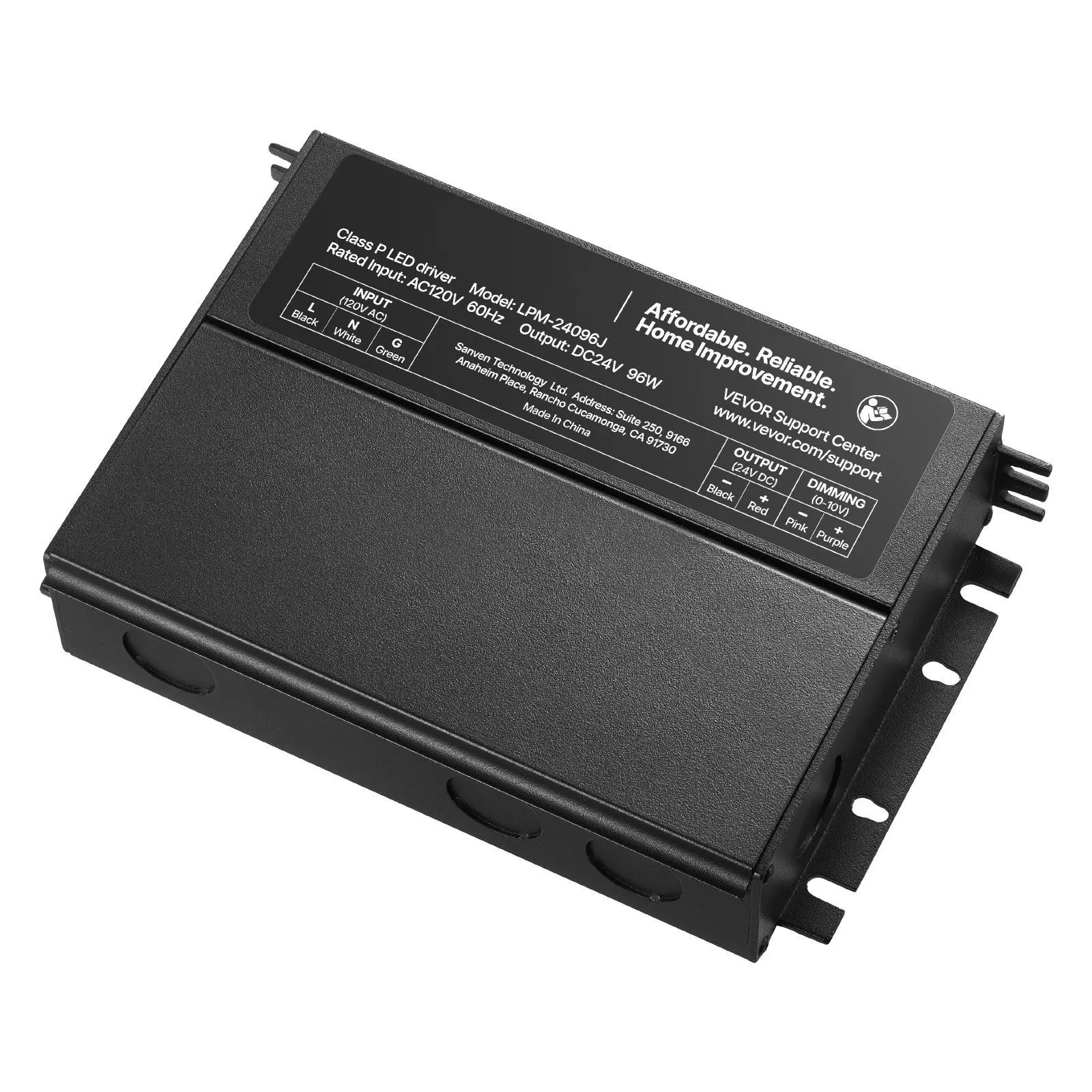 VEVOR 96W 24V Dimmable LED Driver AC to DC Power Supply Transformer Constant Voltage
