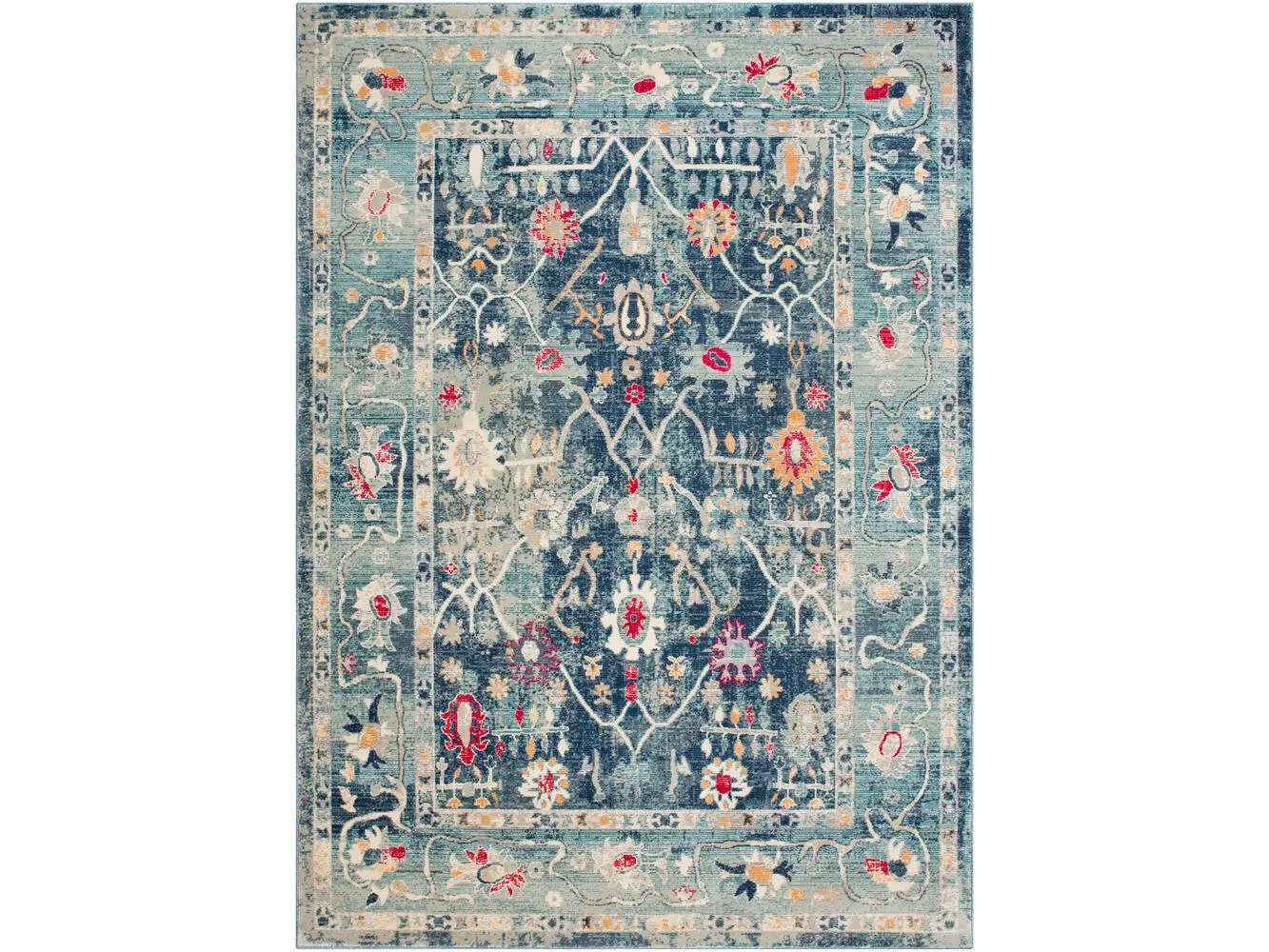 Livabliss BOM2305-31157 Machine Woven Polypropylene Medium Pile Boho Area Rug, 3ft.11in. x 5ft.7in., Navy, Boho Vibe Piece for Home Décor & Indoor Use