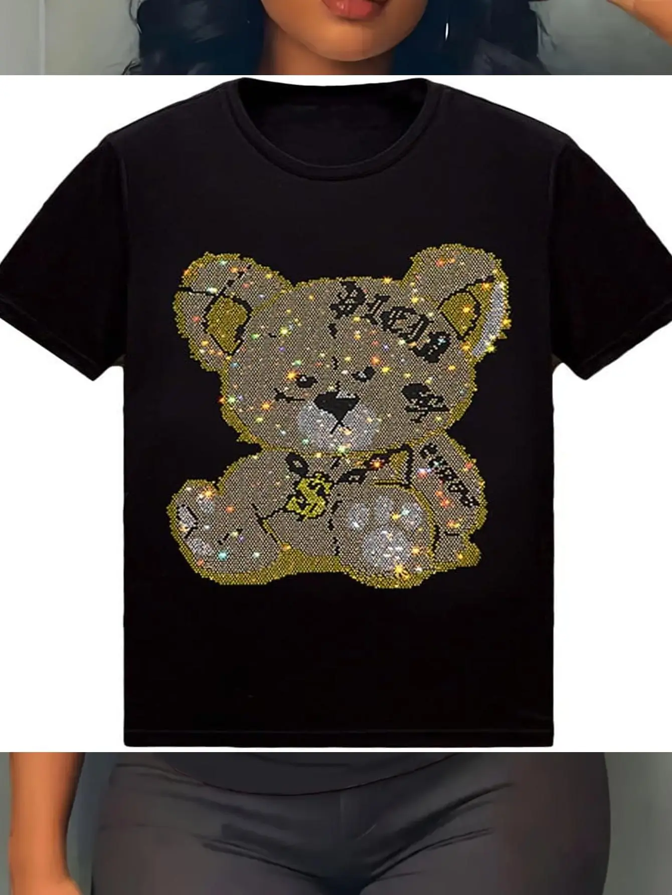 100% Cotton 100% cotton HZCX FASHION Mens Womens Sparkly T Shirt Rhinestone Short Sleeve Rock Festival Bling Gemstone Tshirt Cotton Graphic Tees casual Fashion graphic tees for women