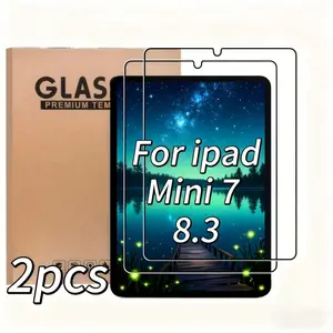 2-piece set suitable for iPad Mini 7 (2024), for iPad Mini 6 2021, 8.3-inch tempered glass screen protector, Tablet Protector, screen cover, scratch resistant overlay, smooth surface, shatter resistant film, anti scratch film, screen cover