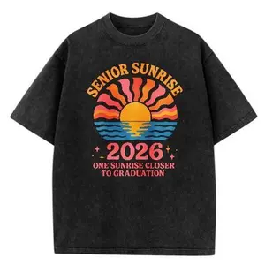 Senior Sunrise 2026 T-Shirt, One Sunrise Closer To Graduation, Vintage Black Washed Tee, Class of 2026 Senior Graduation Gift
