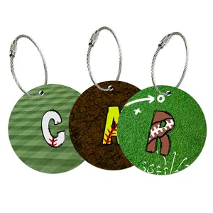 Personalized Sports Bag Tag with Vibrant Doodle Design - Custom Monogram Letter for Gear, Luggage, and Backpacks