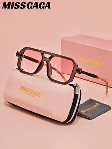 1 Pair MISSGAGA Unisex Frameless Rectangle Frame Plano Glasses Refined design