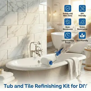 DWIL Tile Paint Tub and Tile Refinishing Kit with Tools Water-based Acrylic Formula Low Odor Easy Cleanup Wide Coverage DIY Friendly