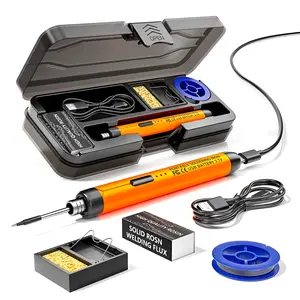 Mini Cordless Soldering Iron Kit,USB Rechargeable Portable Cordless Soldering Iron,LCD Digital Adjustable Temperature Thermostatic Soldering Gun for Home Appliance Repair,DIY