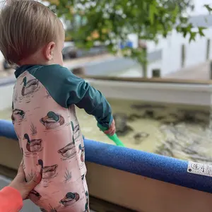 Toddler Infant Baby Boys Swimsuit Kids Hunting Duck Rash Guard  Newborn Zipper Bathing Suit Swimwear with Hat Outdoorfun Romper Clothes