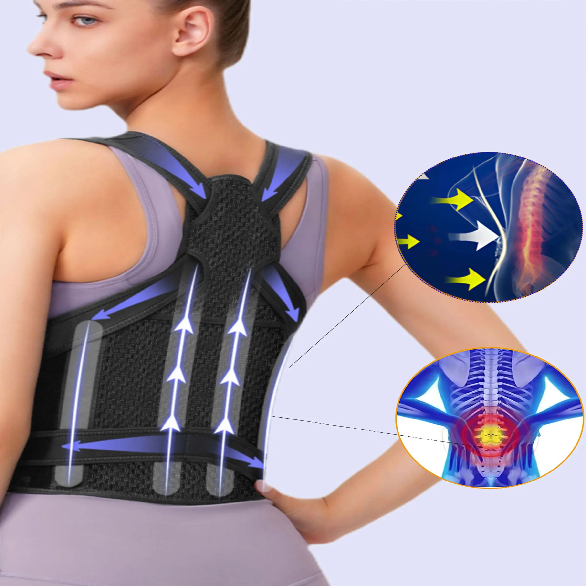 Unisex Back Support Belt, Breathable Sport Waist Trainer, Waist Training Belt, Posture Corrector for Daily Use, Adjustable Brace, Ideal for Exercise, Office, Leisure