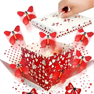 Butterfly Explosion Gift Box, Love, DIY Unique Exploding Surprise Gift Box, Flying Butterflies Love Heart Box, Red Box Explosion for Valentines Day, Birthday, Wedding, Anniversaries,summervibes