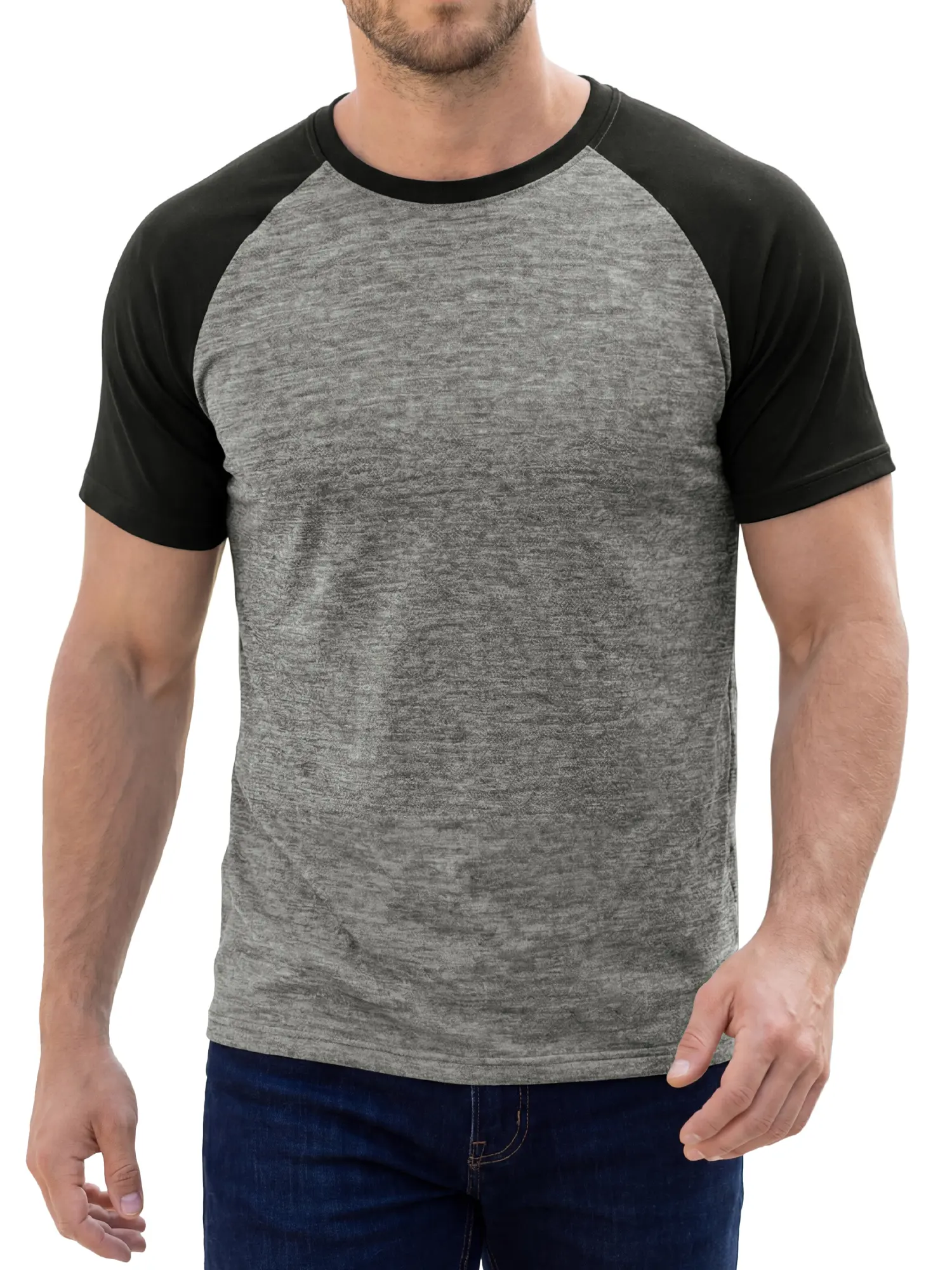 INSPIRE CHIC Men's Raglan T-Shirts Short Sleeve Crewneck Color Block Casual Lightweight Baseball Tee Shirt