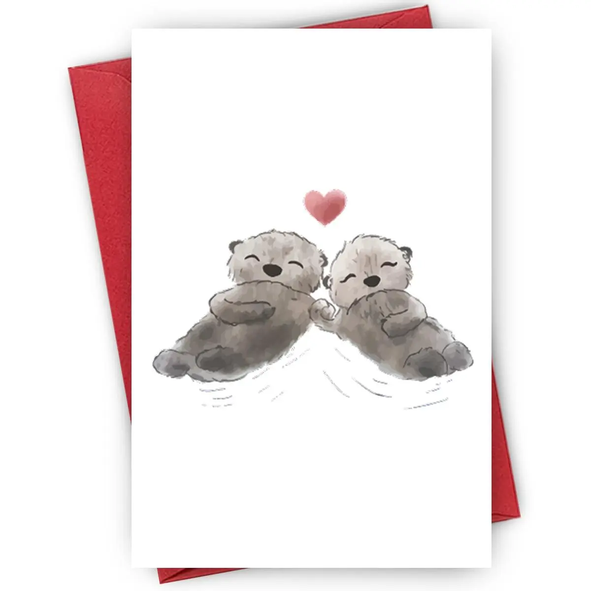 Cute Cartoon Otter Pattern Greeting Card with Envelope, Vertical Cards, 1/3/50pcs Lovely Heartwarming Design Greeting Card, Ideal for Expressing Love and Friendship, Kindergarten Valentines Day Cards