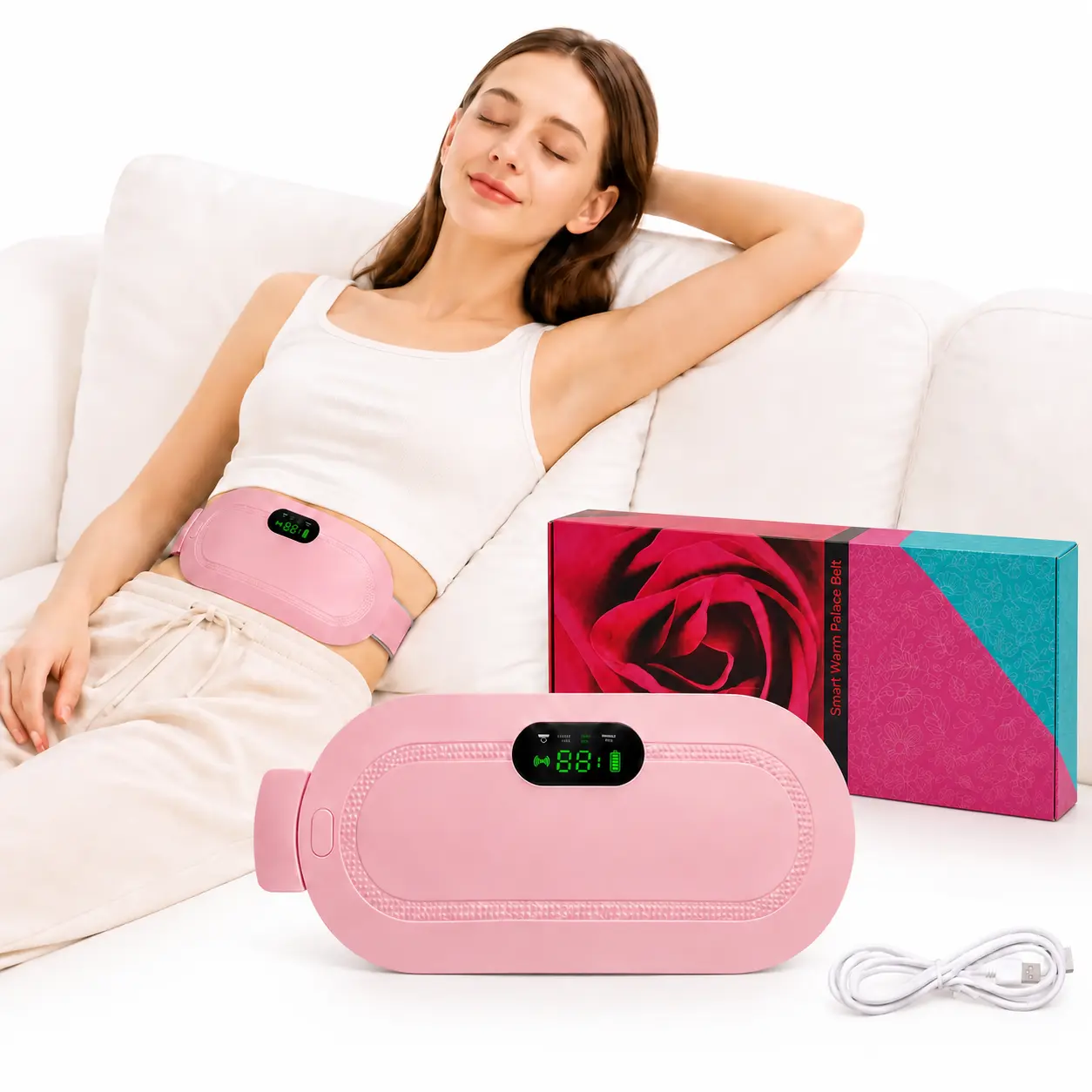 Portable Wearable Abs Warmer with Heat, Massage for Period Cramp Relief, Gift-Ready Self Care Gadget for Adulting Women, Festive Party Gift