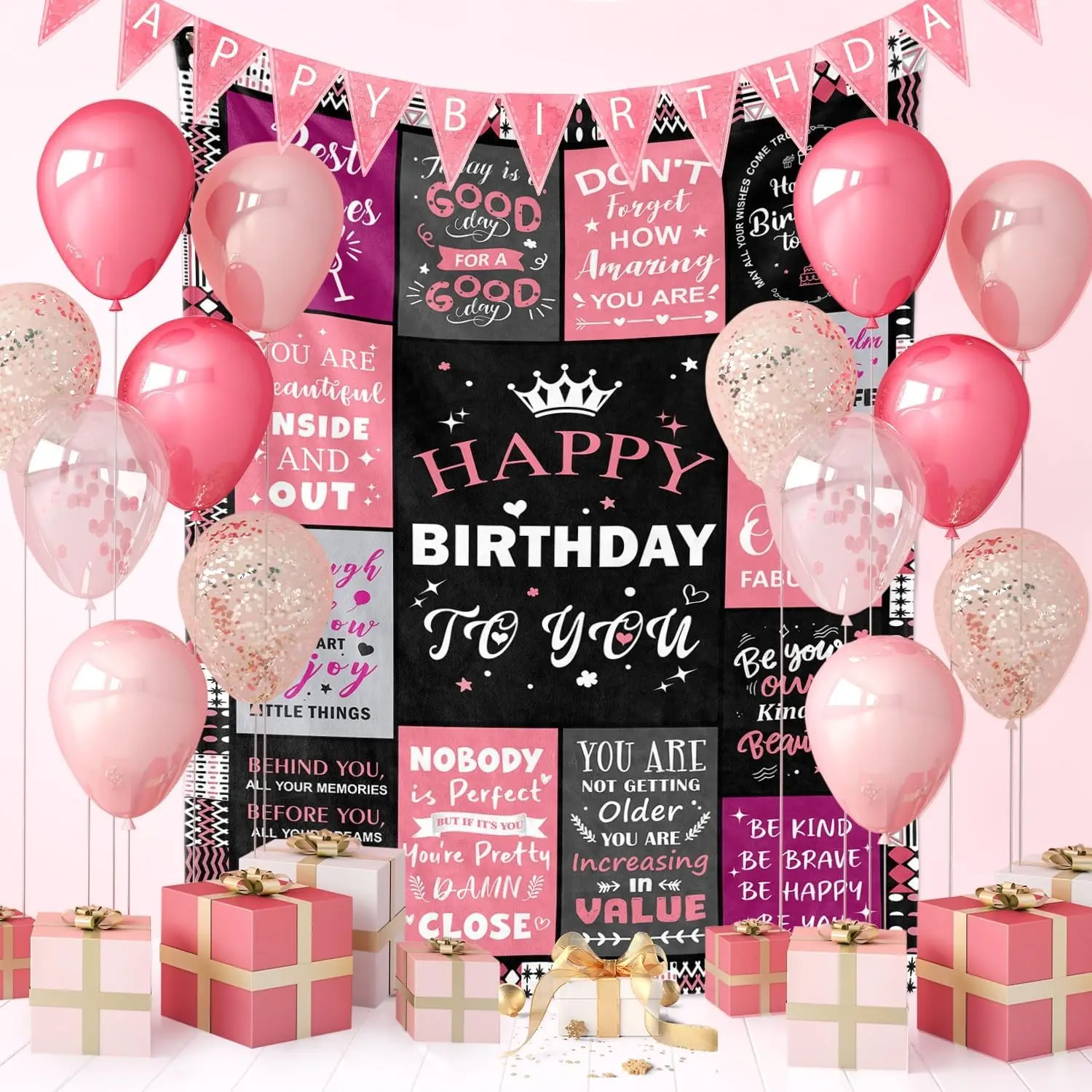 Birthday Gifts for Women, Happy Birthday Blanket for Women 50" x 60" | Birthday Decorations for Women, Gift for Women Birthday Unique, Happy Birthday Gift for Her, Mom, Wife, Daughter, Sister