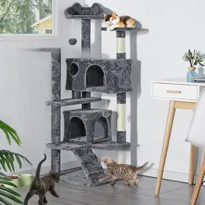 High Rise Space Saving Cat Tree Tall Climbing Tower Stable Cat Play House Heavy Duty Cat Stand for Large Cats Hot Selling