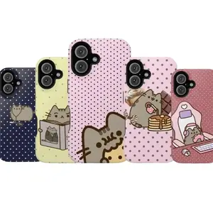 Kawaii Pusheen Cat Polka Dot Phone Case for iPhone Compatible with iPhone 11, 12, 13, 14, 15, 16, 17 & Samsung S22 S23 S24 S26 – check our available sizes