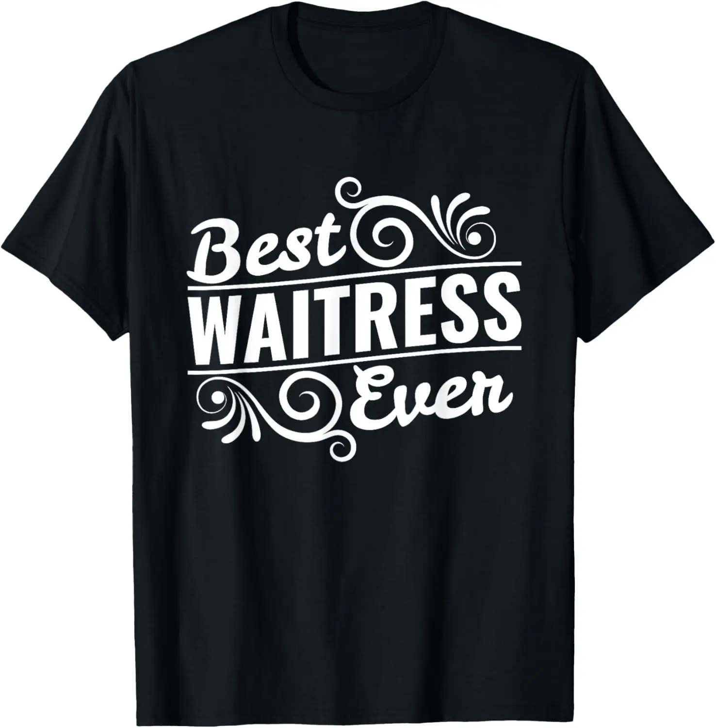 Women's Funny T-Shirt with 'Best Waitress Ever' Vintage Graphic, 100% Cotton Short Sleeve Top for Everyday Style