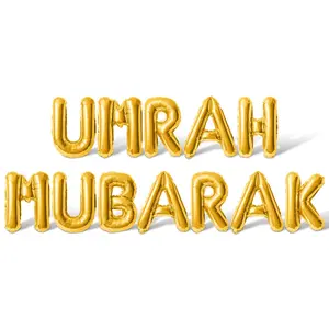 Letter Balloons - UMRAH MUBARAK 16" Inch Alphabet Letters Foil Mylar Balloon Umrah Party Banner