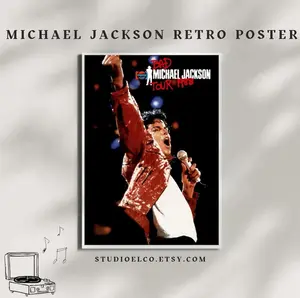 [Unframe] [Free ship] Michael Jackson Vintage Bad Tour Poster Rolled Poster