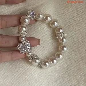 Women's Asymmetrical Pearl Beaded Bracelet - Unique Heart Bow Design, Elegant Light Luxury Stylish Wrist Accessory for Daily Wear (Sports & Outdoor, Fan Shop, Gaming Compatible)