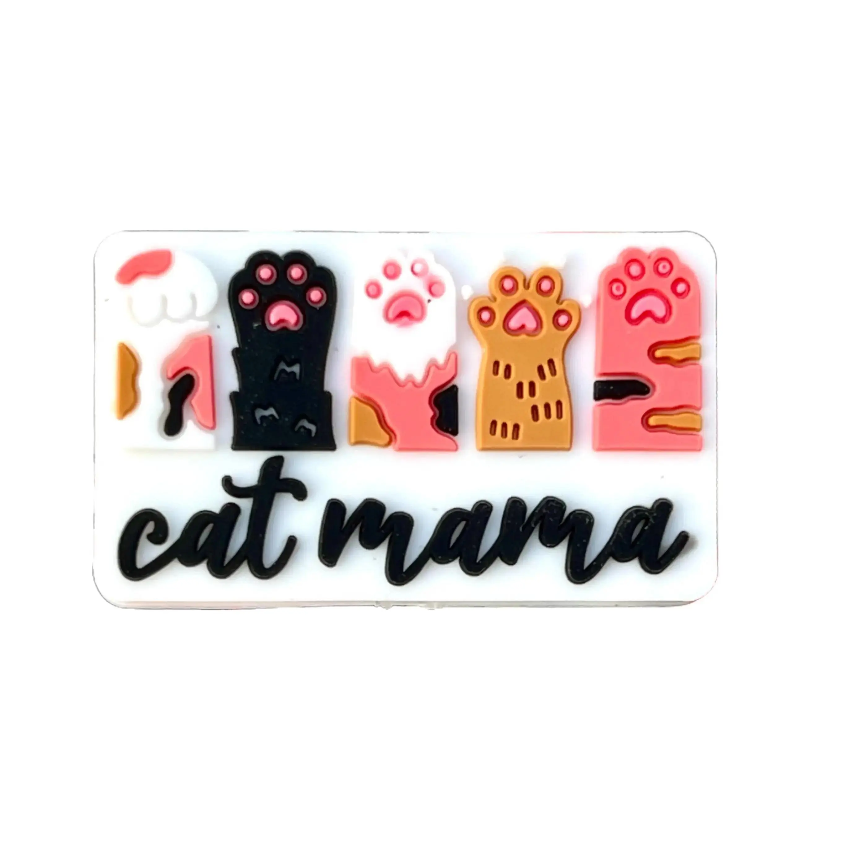 1pc Cat Mama Paws Silicone Focal Beads | Colorful Cat Momma Paw Beading & Crafting