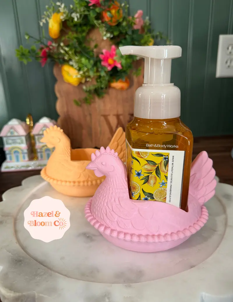 Hen on Nest Soap Holder for Foaming Soap Cottagecore Farmhouse Decor