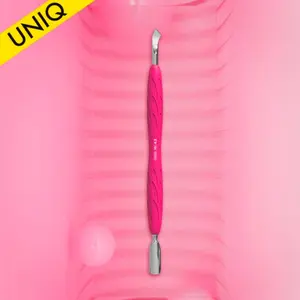 Manicure pusher with silicone handle “Gummy” UNIQ 10 TYPE 4.2 (narrow rounded pusher + bent blade)