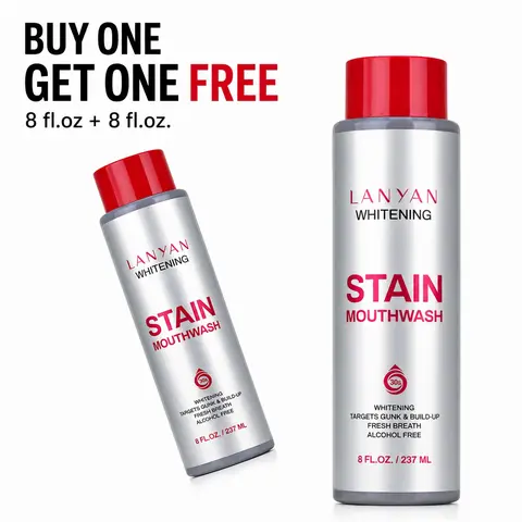 LANYAN 2-Pack Gentle Alcohol-Free Anti-Stain Whitening Mouthwash, Ocean Mint Menthol Flavor, 8 fl.oz Bottles (Buy 1 Get 1 Free), Cleanses, Brightens Smile, Lifts Coffee Stains, Freshens Breath, Deep Cleans, Sensitive Oral Care, Twice-Daily Safe