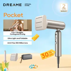 DREAME Pocket Styling High Speed Hair Dryer Folding Travel Quick Dry Home Curly Hair Negative Ion Hair Dryer Blowdryer Hairdryer Fast Drying