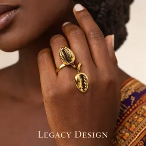 Golden Twin Cowrie Ring