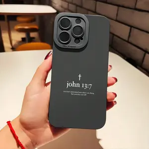 [Minimalist Aesthetic Christian Phone Case] Cross Bible Quote John Christian Phone Case For  16 11 15 14 13 12 Pro Max XR Plus Case Minimalist Aesthetic Black Phone Cases Birthday Christmas Gifts For Men Husband Boyfriend Christian Gifts For for iPhone 17