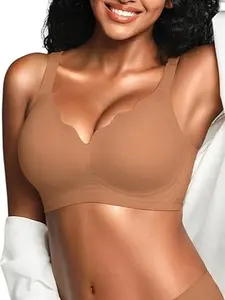DEANGELMON Wireless Jelly Bras for Women No Underwire with Support - S-2XL Seamless Bralettes Everyday Comfort Tshirt Padded Bra