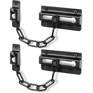 2 Pack Door Chain Lock Black, Security Door Chain for Inside Door, Premium Thickened Chain Door Lock with 12 Screws