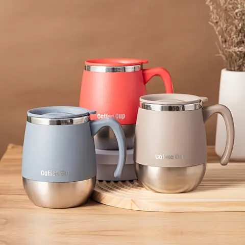 1PCS Classic Stainless Steel Anti-Scalding Vacuum Insulated Leakproof Tumbler - 16.9oz Double-Wall Spill-Proof Travel Beverage Cup with Lid, Portable Camping Drinkware for Desk/Road, Cool Gift for Adults (Hot/Cold Drinks)