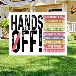 Hands Off Anti Trump Yard Sign, Anti Maga FDT DOGE Democrat Yard Sign, Anti Oligarchy Resist 8647 Yard Protest Political Outdoor Sign