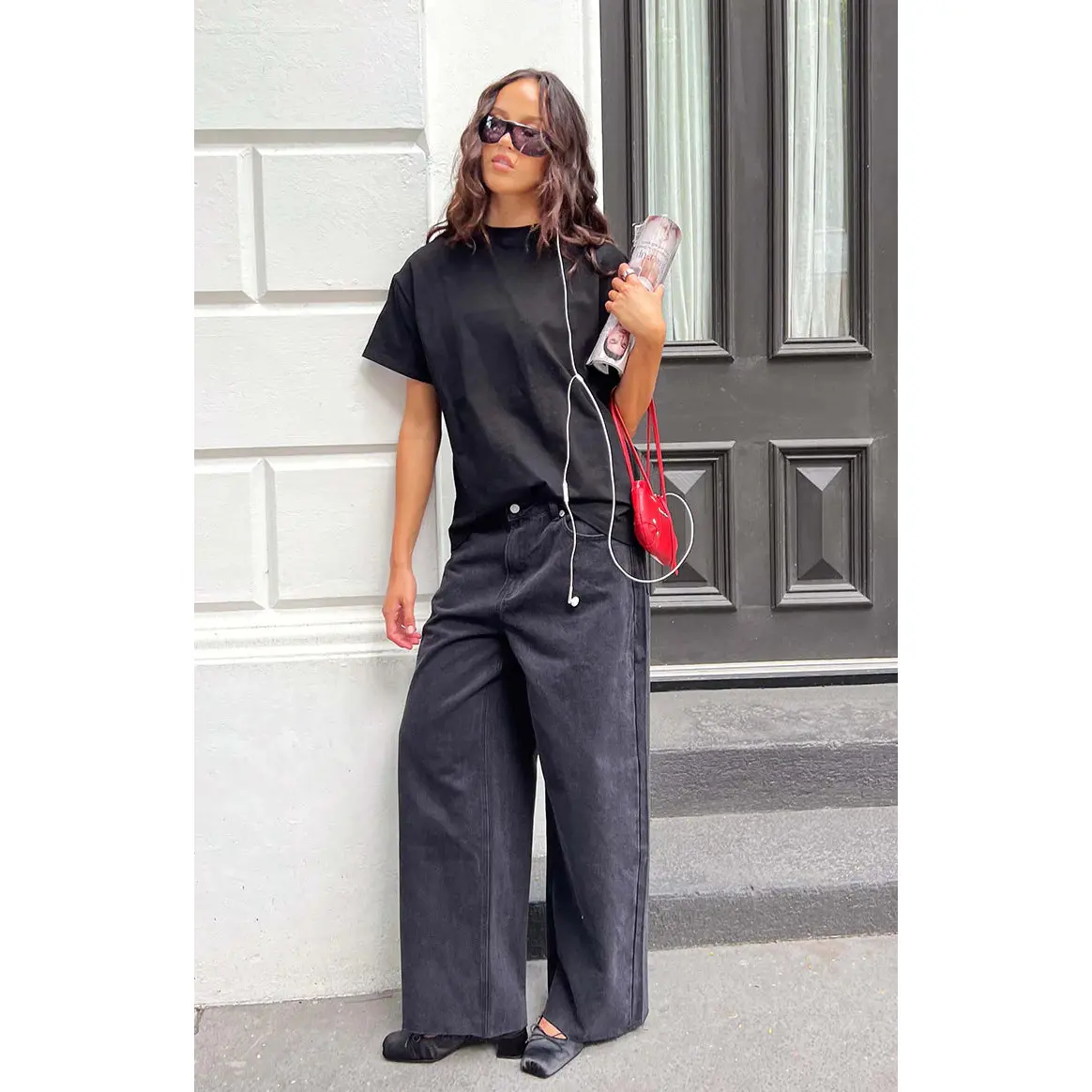 She's Yours Black Wide Leg Boyfriend Jeans