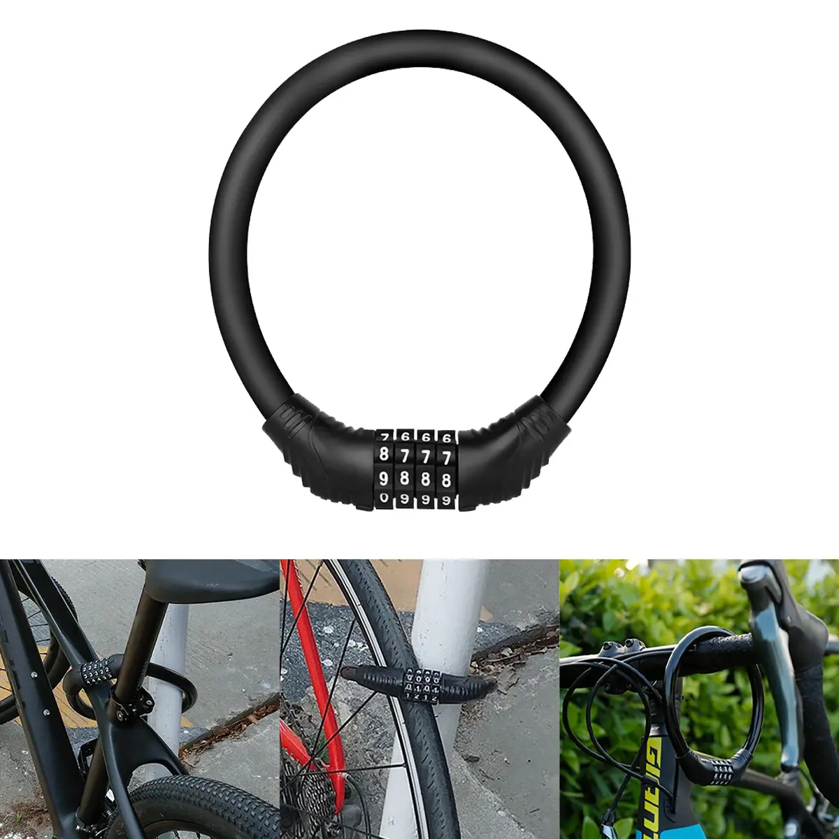 Bike anti-theft lock motorcycle lock Bicycle lock 4 digit password lock, mountain bike safety lock, portable electric scooter padlock, universal lock Combination lock